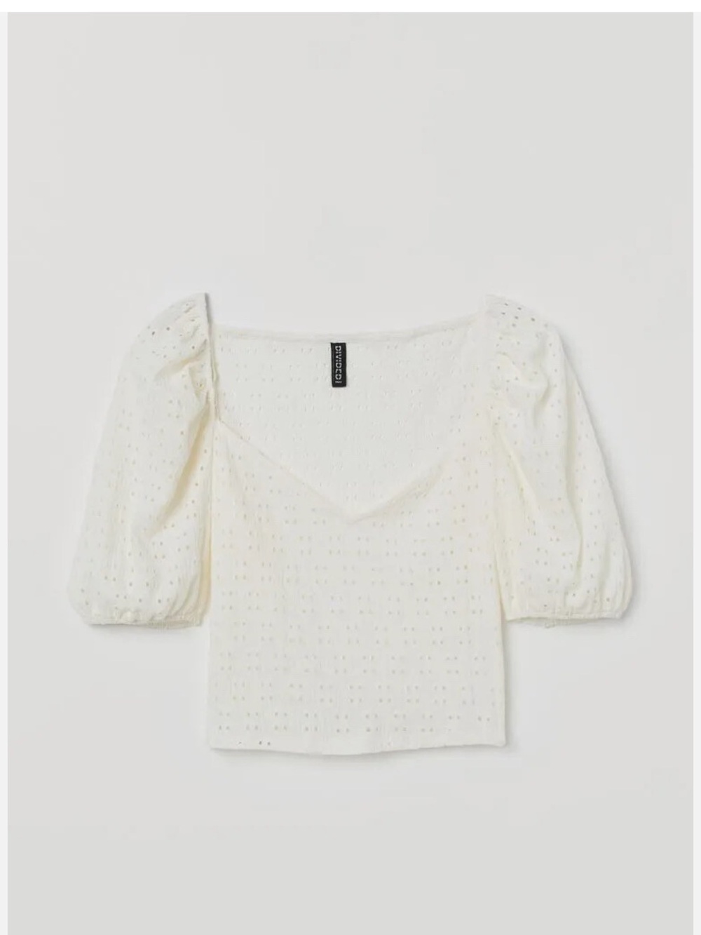 H&M Divided Cream Eyelet Puff-Sleeve Top